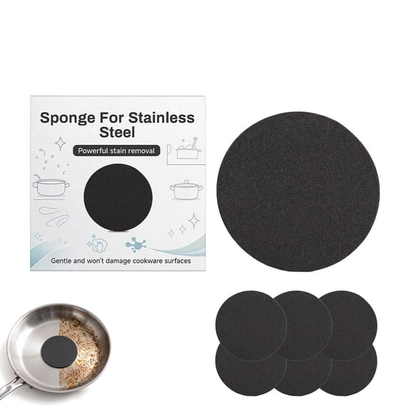 Steeli Sponge for Stainless Steel, Removes Burnt-On Stains, Suitable for Stainless Steel Surfaces, Leaves No Scratches, Durable Kitchen Sponge – For Pots, Pans & Cookware (6PCS)