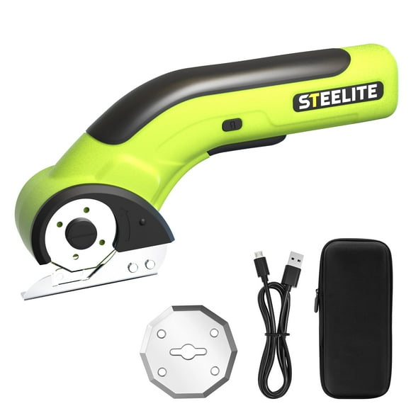 Steelite Cordless Electric Scissors,Electric Cardboard Cutter,4V Rechargeable Box Cutter with Replacement Blade & Storage Bag,Power Rotary Cutter for Cardboard, Fabric, Carpet, Leather, Plastic