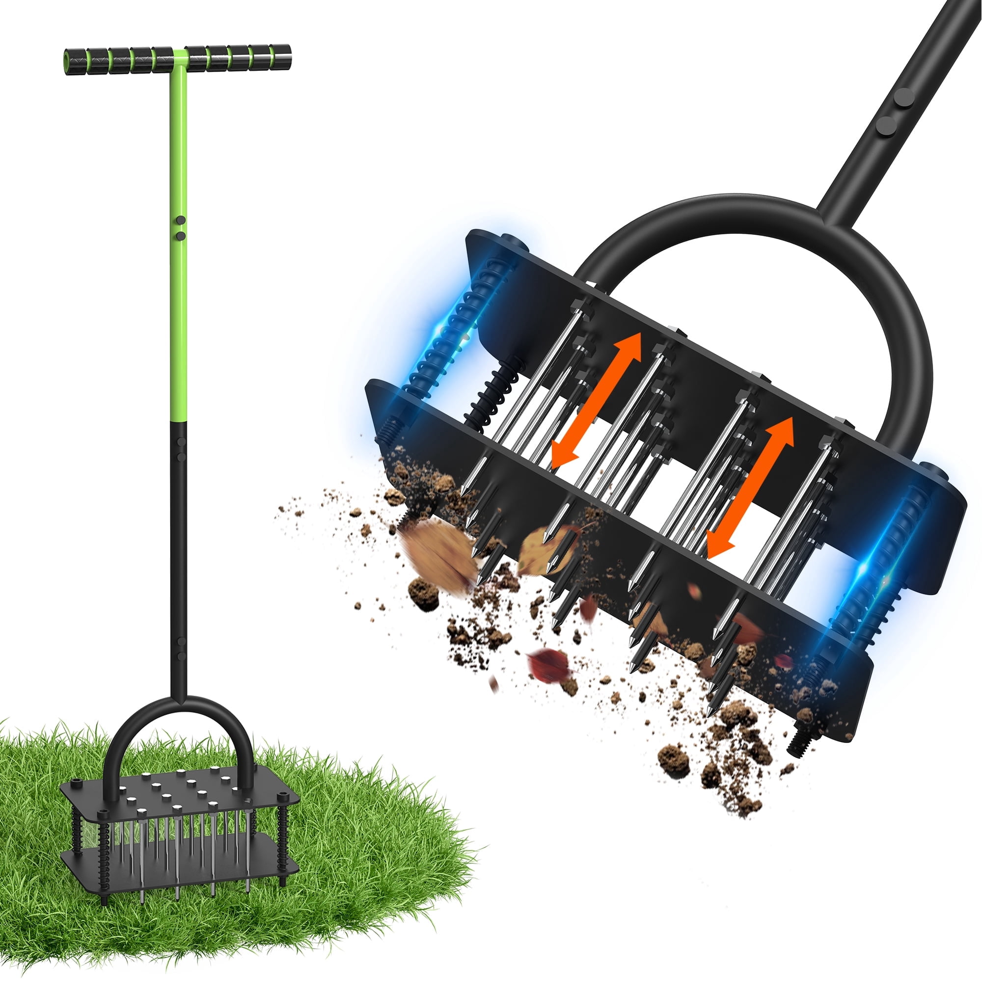 Spring Notebook Landscape Steelite Lawn Aerator Tool,Grass Aerator with 16 Steel Spikes, Auto ...