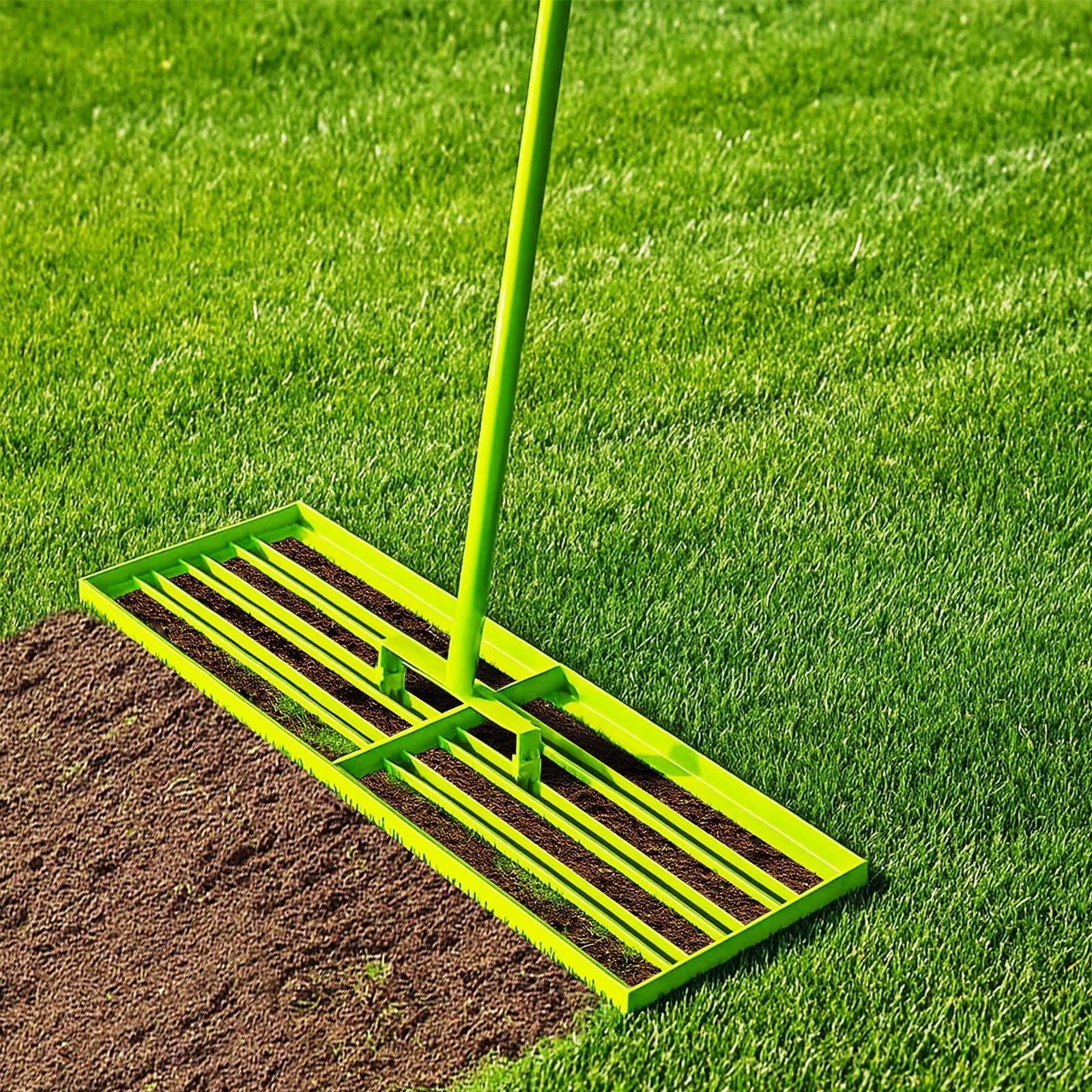 Steelite Lawn Leveling Rake, 30"x10" Heavy Duty Lawn Level Tool with 72 Inch Adjustable Handle ,Lawn Leveler for Soil Grass Golf Field, Professional Lawn Care Tool