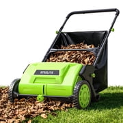 Steelite Push Lawn Sweeper,21-inch Leaf & Grass Collector, Leaf Sweeper for Lawn ,Heavy Duty Thickened Steel Durable to Use with Large 3.6 cu. ft. Mesh Collection Hopper Bag, 2 Spinning Brushes