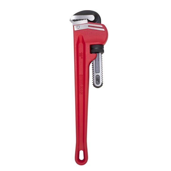 Steelman 18-Inch Heavy-Duty Cast Iron Straight Handle Pipe Wrench 60881