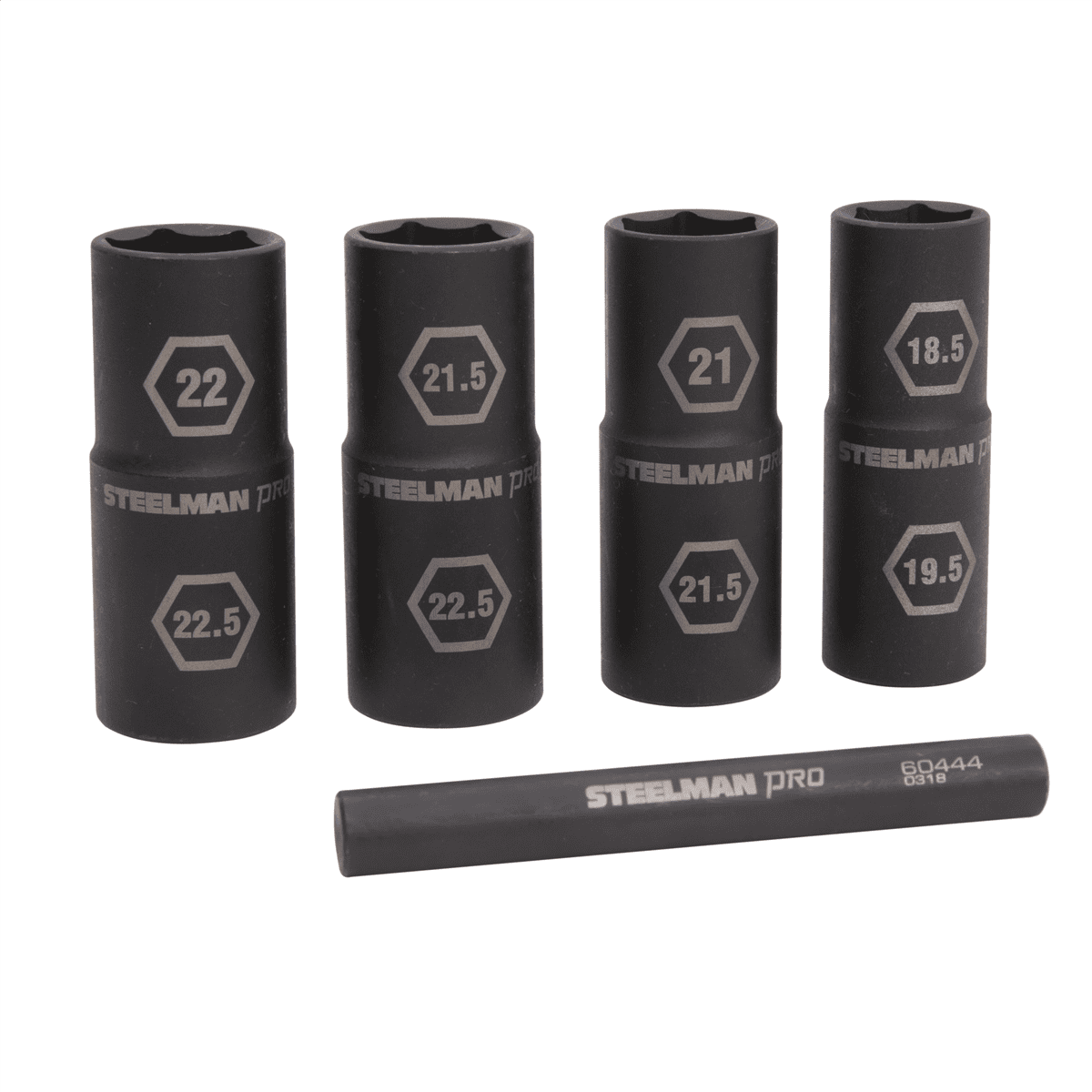 Steelman 5 Pc 1/2in Drive 6-Pt Flip Socket Set 18.5, 19.5, 21, 21.5, 22, 22.5 mm