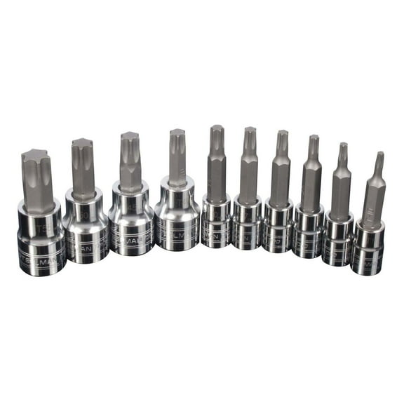 Steelman Pro 10-pc 1/4-in and 3/8-in Drive Torx / Star Hex Bit Socket Set 78362