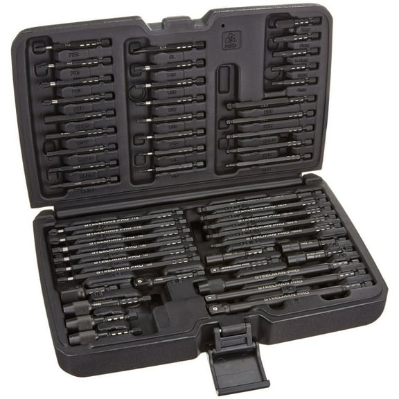 Steelman Pro 78633 50-Piece Impact Driver Bit Set, Includes Hex, Phillips, Torx, and Socket Bits, Bit Holders, Socket Adapters CA2