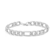 Steeltime Men's Stainless Steel Figaro Link Chain Bracelet