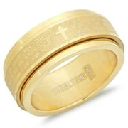 Steeltime Unisex 18K Gold Plated Stainless Steel Lords Prayer Rotating Ring Band