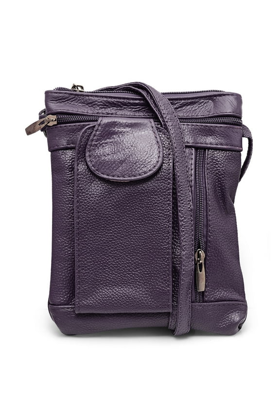 Unisex Super Soft Leather Crossbody Bag with 5 compartments and Carrying Strap