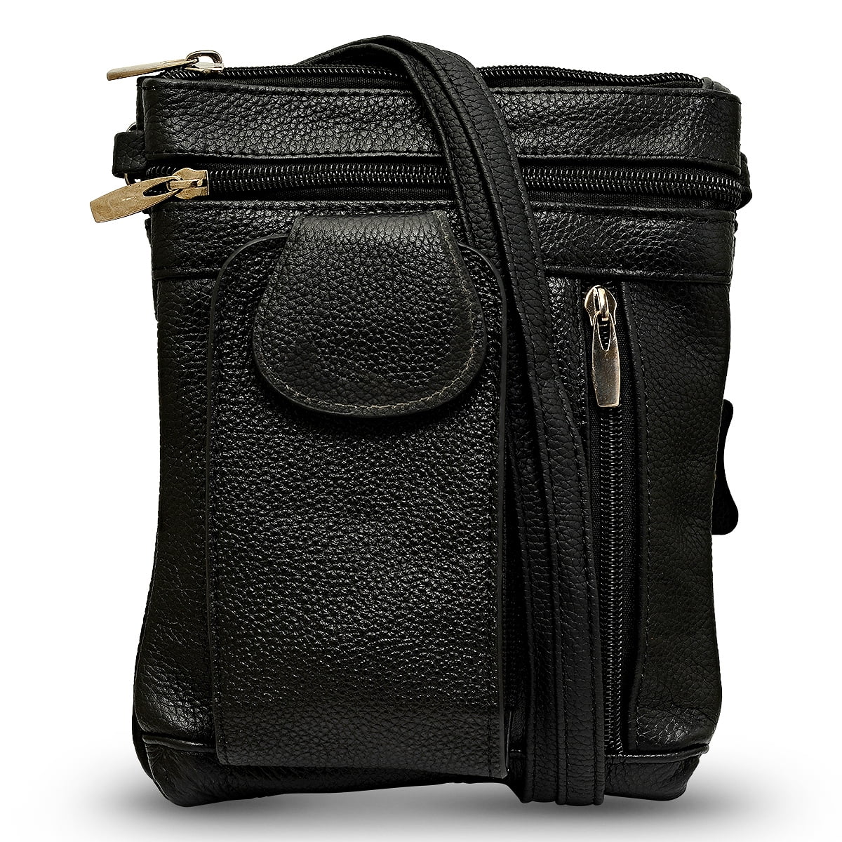 Steeltime Unisex Super Soft Leather Crossbody Bag with 5 compartments and Carrying Strap