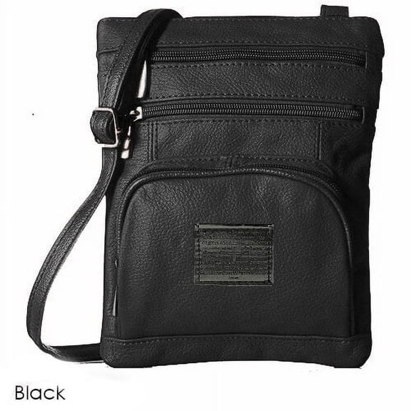 Steeltime Unisex Super Soft Leather Crossbody Bag with 6 compartments, Lords Prayer Patch and Carrying Strap