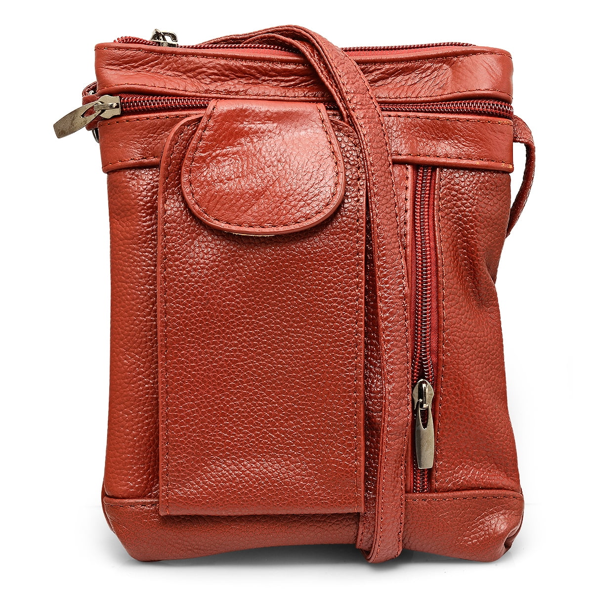 Steeltime Unisex Super Soft Leather Crossbody Bag with 6 compartments and Carrying Strap