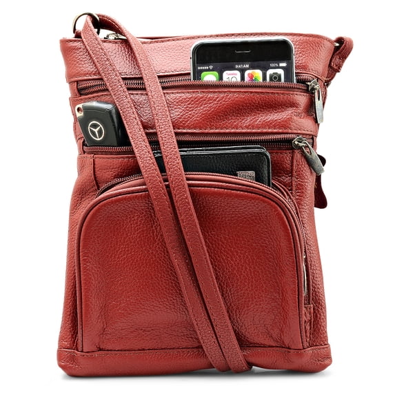 Steeltime Unisex Super Soft Leather Crossbody Bag with 6 compartments and Carrying Strap