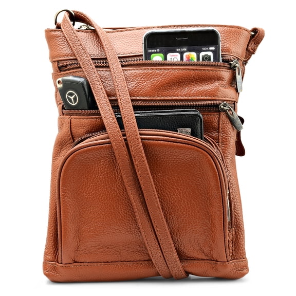 Steeltime Unisex Super Soft Leather Crossbody Bag with 6 compartments and Carrying Strap