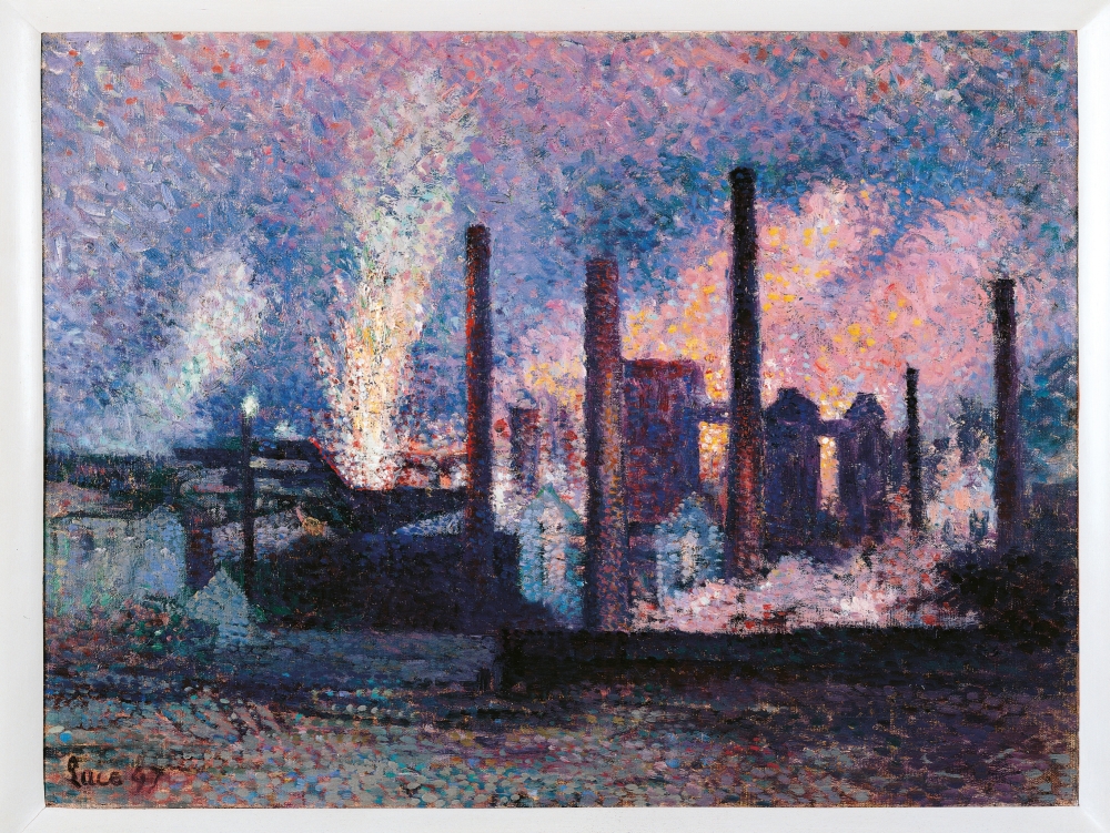 Steelworks Near Charleroi Canvas Art - (36 x 24)