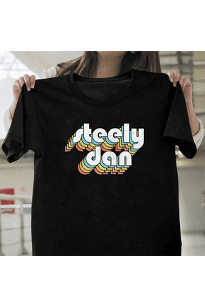 Steely Dan 80s Retro Typography Jazz Rock Band Music Legend Art Unisex T-Shirt, for men & women, up to size 5XL.