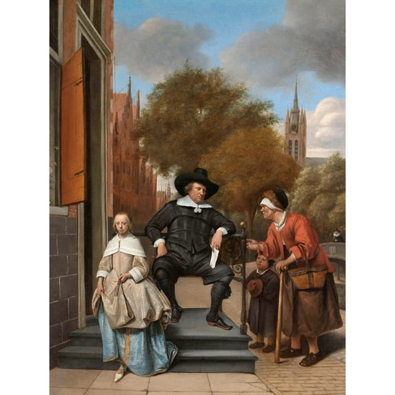 Steen The Burgomaster Of Delft And His Daughter Extra Large XL Wall Art Poster Print