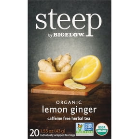 Steep by Bigelow Organic Lemon Ginger Herbal Tea Bags, 20 Count