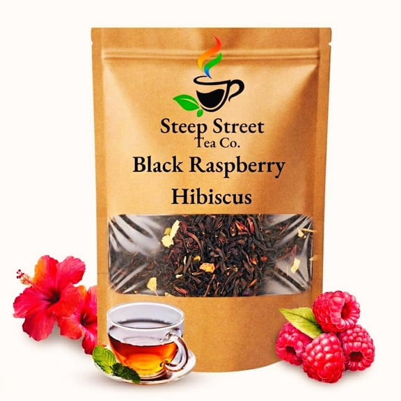 Steep Street Black Raspberry Hibiscus Loose Leaf Herbal Tea, Caffeine Free, 2.5 oz