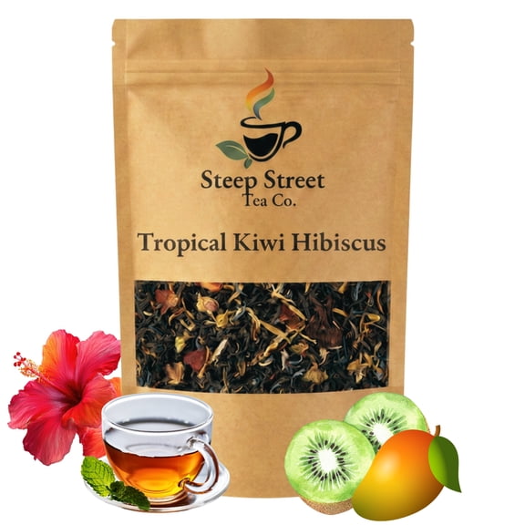 Steep Street Tropical Kiwi Hibiscus Herbal Tea - Caffeine-Free Loose Leaf Blend, 2.5 oz