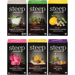 Steep by Bigelow Organic Tea Variety Pack, Tea Bags, 120 Count (Case of 6 boxes)