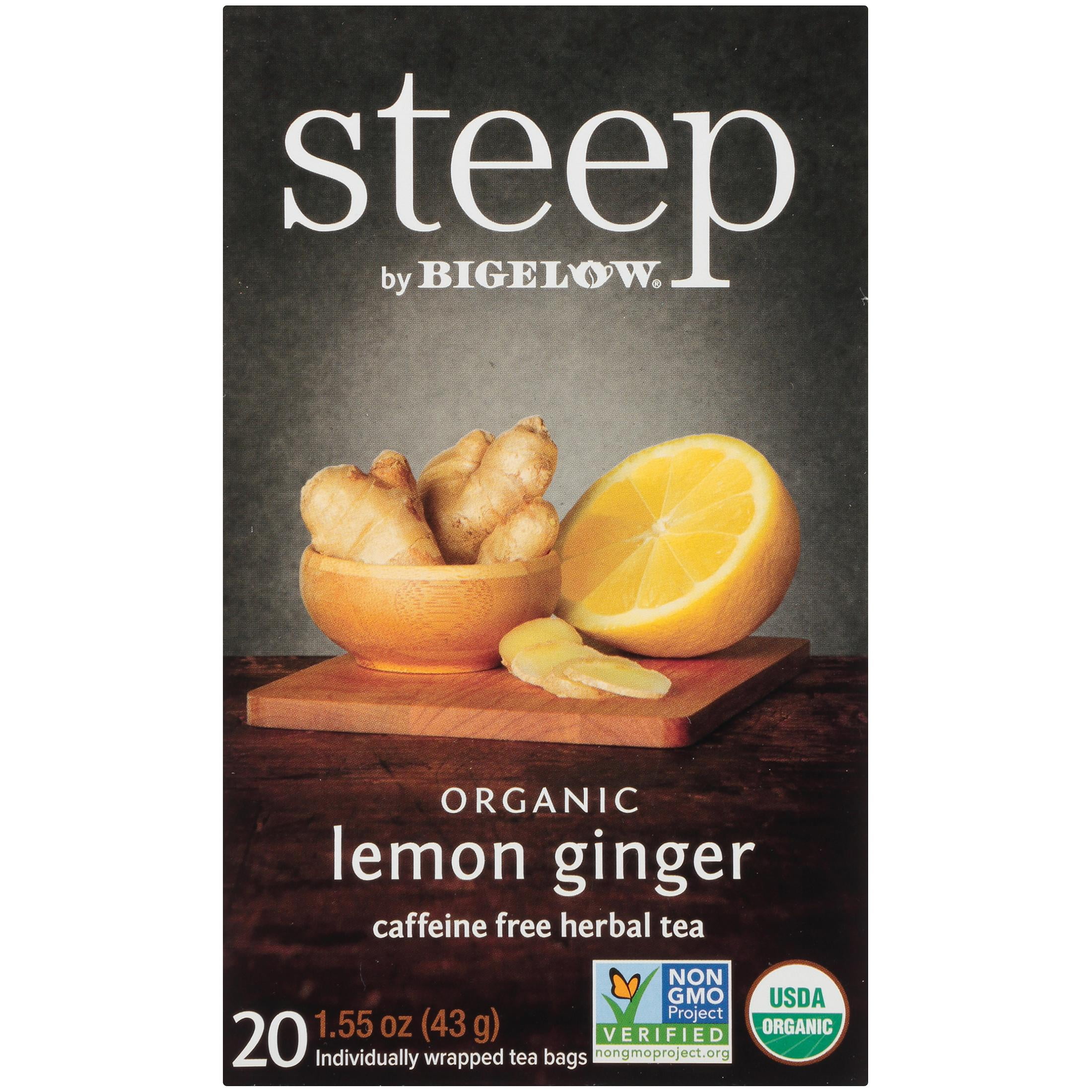 Steep by Bigelow, USDA Organic Lemon Ginger Caffeine Free, Herbal Tea