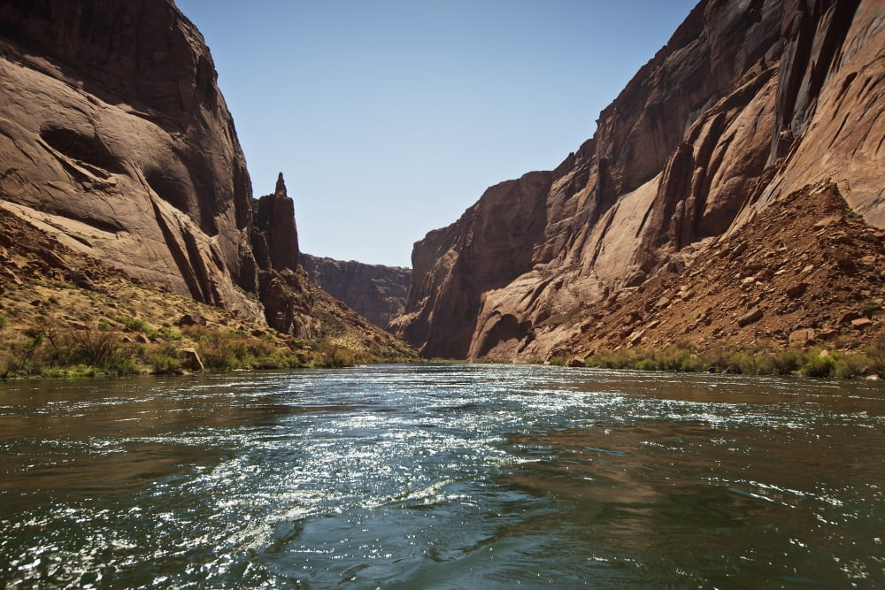 Steep cliffs guard the Colorado River near Horseshoe Bend Arizona Canvas Art - Terry MooreStocktrek Images (18 x 12)