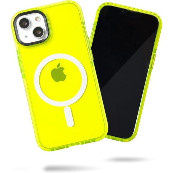 SteepLab Barrier MS Case for iPhone 15 - Compatible with MagSafe - Impact Absorbing Case with Strong Magnets - 360 Protection and Raised Bezel (Hi-Energy Neon Yellow)