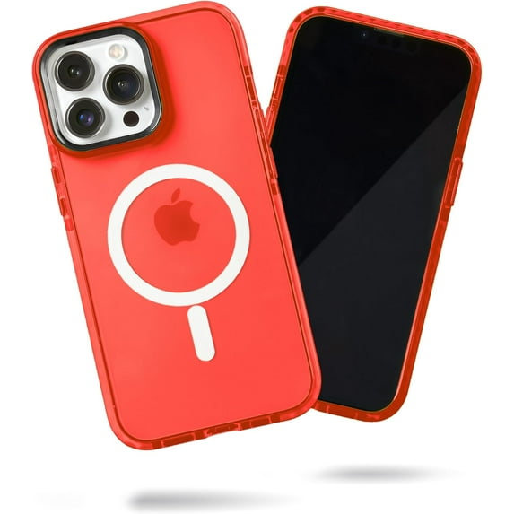 SteepLab Barrier MS Case for iPhone 15 Pro Max - Compatible with MagSafe - Impact Absorbing Case with Strong Magnets - 360 Protection and Raised Bezel (Electric Red Strawberry)