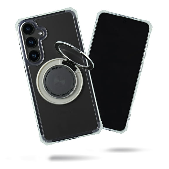 SteepLab Revolve Case for Samsung Galaxy S24 - Slim Magnetic Ring Stand Phone Case with Enhanced Corner Protection & MagSafe Compatibility (Celestial Silver)