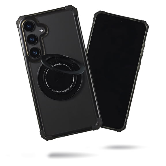SteepLab Revolve Case for Samsung Galaxy S24 - Slim Magnetic Ring Stand Phone Case with Enhanced Corner Protection & MagSafe Compatibility (Cosmic Black)