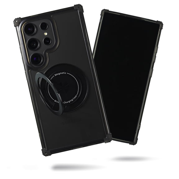 SteepLab Revolve Case for Samsung Galaxy S24 Ultra - Slim Magnetic Ring Stand Phone Case with Enhanced Corner Protection & MagSafe Compatibility (Cosmic Black)