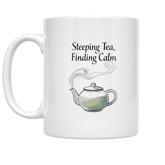 Steeping Tea Finding Calm - Tea Ritual Enthusiast - 11 oz Ceramic Coffee Mug