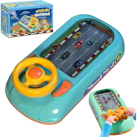 Steer Joy Driving Simulator for Kids, Car Racing Adventure Toy with Steering Wheel, Steering Wheel Toy with Music and Vehicle Sound Effects, Driving Games for Boys Girls Ages 3 and Above