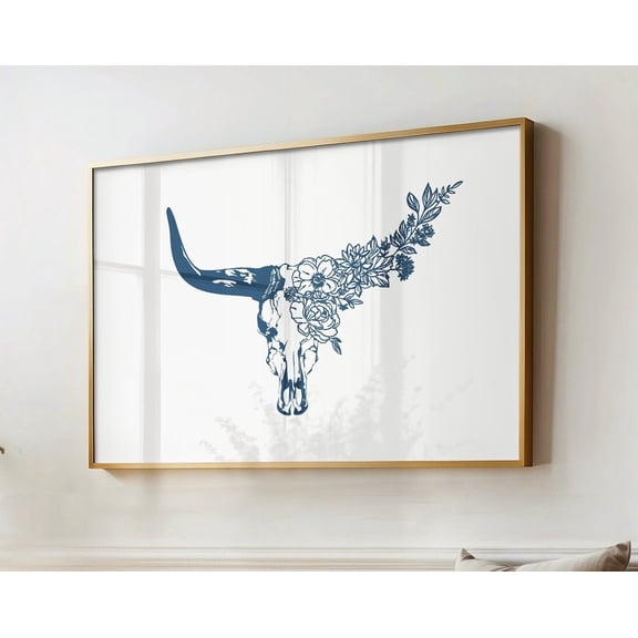 Steer Skull Western Style Art Print! Boho, Minimalist Modern Art, Cowboy Art, File Wall Art, Modern Wall Decor, 16x24 UNFRAMED