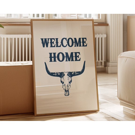 Steer Skull Western Style Art Print! Boho, Minimalist Modern Art, Cowboy Art, File Wall Art, Modern Wall Decor, 24x36 UNFRAMED