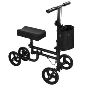 Steerable Knee Scooter with Rear Wheel Brake Locking Handbrake, Crutches Alternative Adults Knee Walker with Canvas Bag, Adjustable All-Terrains Leg Scooter for Broken Foot, Ankle Injury, Surgery