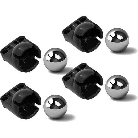Steering Ball Joint-Large-Receptacle 4610380 92911 & Technic-Ball-Steel (18mm Diameter) 99948, 4 Set Compatible with Lego-Technic-Part