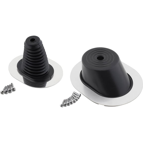 Universal Steering Column & Brake Pedal Firewall Mounting Boot Seal with Polished Stainless Steel Bezel, Rubber Seal Design, Includes Chrome Mounting Hardware