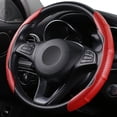 thumbnail image 1 of Steering Cover Car Carbon Fiber Leather Steering Wheel Grip Cover(Red), 1 of 9