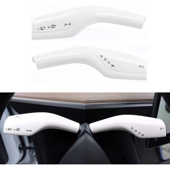 Steering Lever Cover for Tesla Model 3/Y, Gear Shift Cover Accessory - Decorative Cover (White)