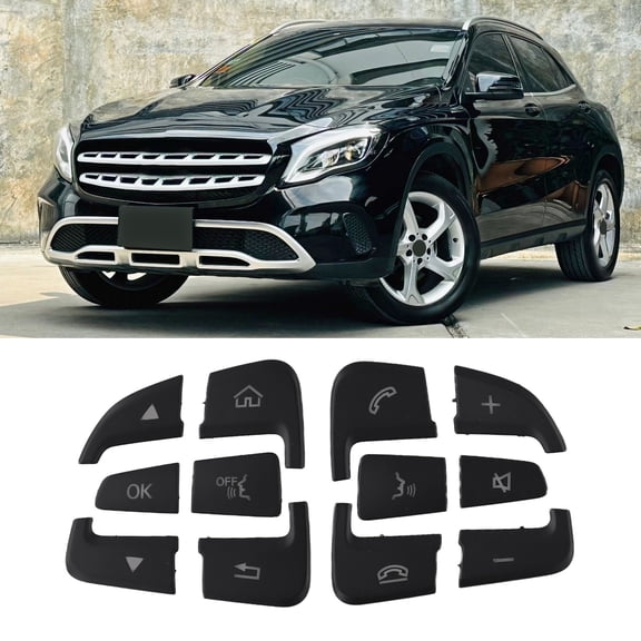 Steering Wheel Button Cover Trim For Benz C-Class W205 S205 C205 C253 X253 Black Abs Steer Wheel Switch Cap Decor Kit