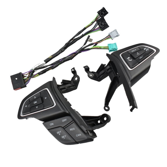 Steering Wheel Control Switch Button Assembly Fit For Ford Focus, Multi-funetion Steering Wheel Buttons Audio Phone Bluetooth Cruise Control Car Switches-Low