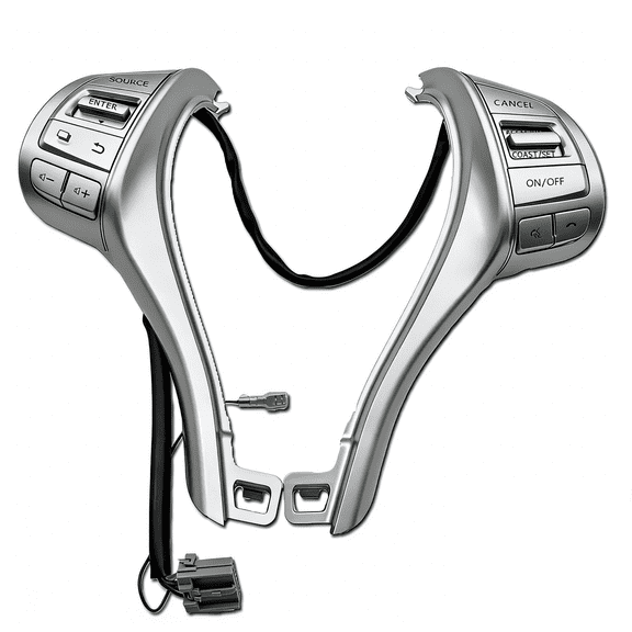 Steering Wheel Control Switch Buttons, Car Steering Wheel Control Module, Fit For Nissan Versa For Nissan Qashqai For Nissan Altima,cruise Control Kit,OE:25550-3TA3A-silver-one piece