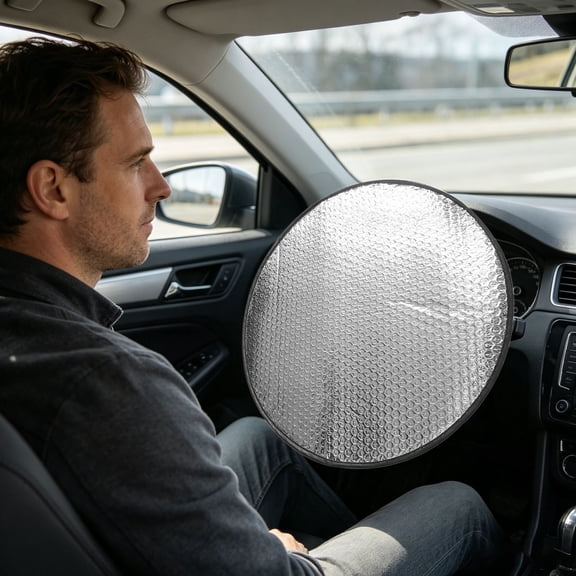 Steering Wheel Cover 15.94 Inch Car Steering Wheel Sunshade Cover Portable Heat Reflective Auto Steering Wheel Heat Shield Universal Auto Accessories for Summer Parking Cooling