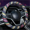 thumbnail image 1 of Steering Wheel Cover, 15 Inch Anti-Slip Ethnic Steering Wheel Protector, Breathable Flax Cloth Elastic Steering Wheel Cover, Car Accessories, Style B, 1 of 10