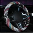 thumbnail image 1 of Steering Wheel Cover, 15 Inch Anti-Slip Ethnic Steering Wheel Protector, Breathable Flax Cloth Elastic Steering Wheel Cover, Car Accessories, Style D, 1 of 10