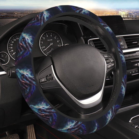 Steering Wheel Cover Anti-Slip Elastic Car Protective Universal 15 Inch Fit for Vehicles Auto SUVs , Dragon Cool Art Galaxy