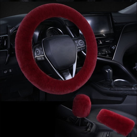 Steering Wheel Cover, Czzoypi Warm Faux Wool Car Handle Cover, Non-Slip Elastic Breathable Fuzzy Steering Wheel Covers for Winter Quick Installation
