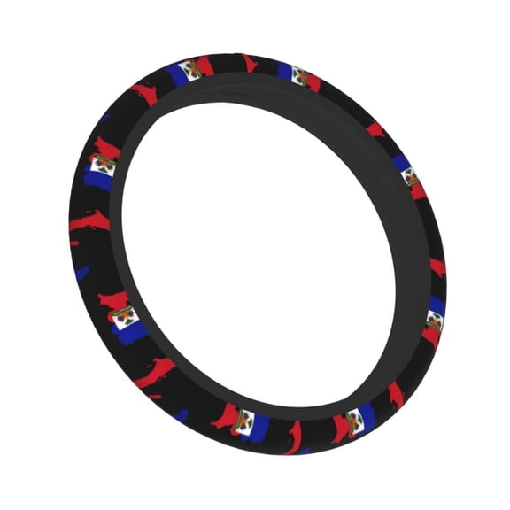 Steering Wheel Cover For 15 Inches Flag Of Haiti Neoprene Anti-Slip Universal Car Steering Wheel Grip Wrap Protective Case Cover