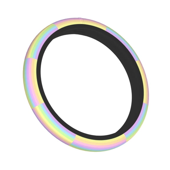 Steering Wheel Cover For 15 Inches Pastel Rainbow Striped Neoprene Anti-Slip Universal Car Steering Wheel Grip Wrap Protective Case Cover